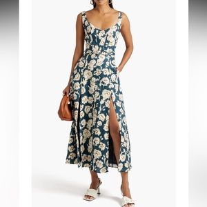 NICHOLAS Size 2 Belted floral-print linen midi dress